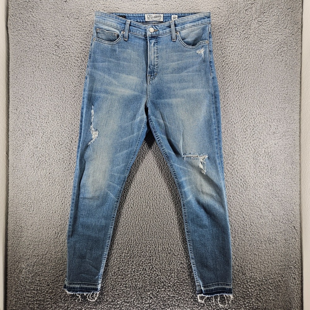 Lucky Brand Bridgette Skinny Ankle Jeans 10/30 Medium Wash Distressed Candiani